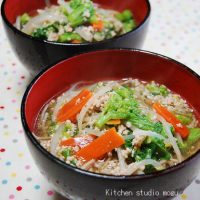 菜の花と鶏そぼろのそば　～食材使いまわしシリーズ～